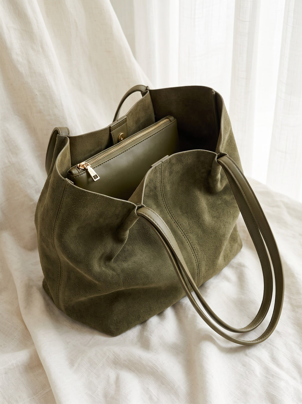 Martini — Olive Suede Tote