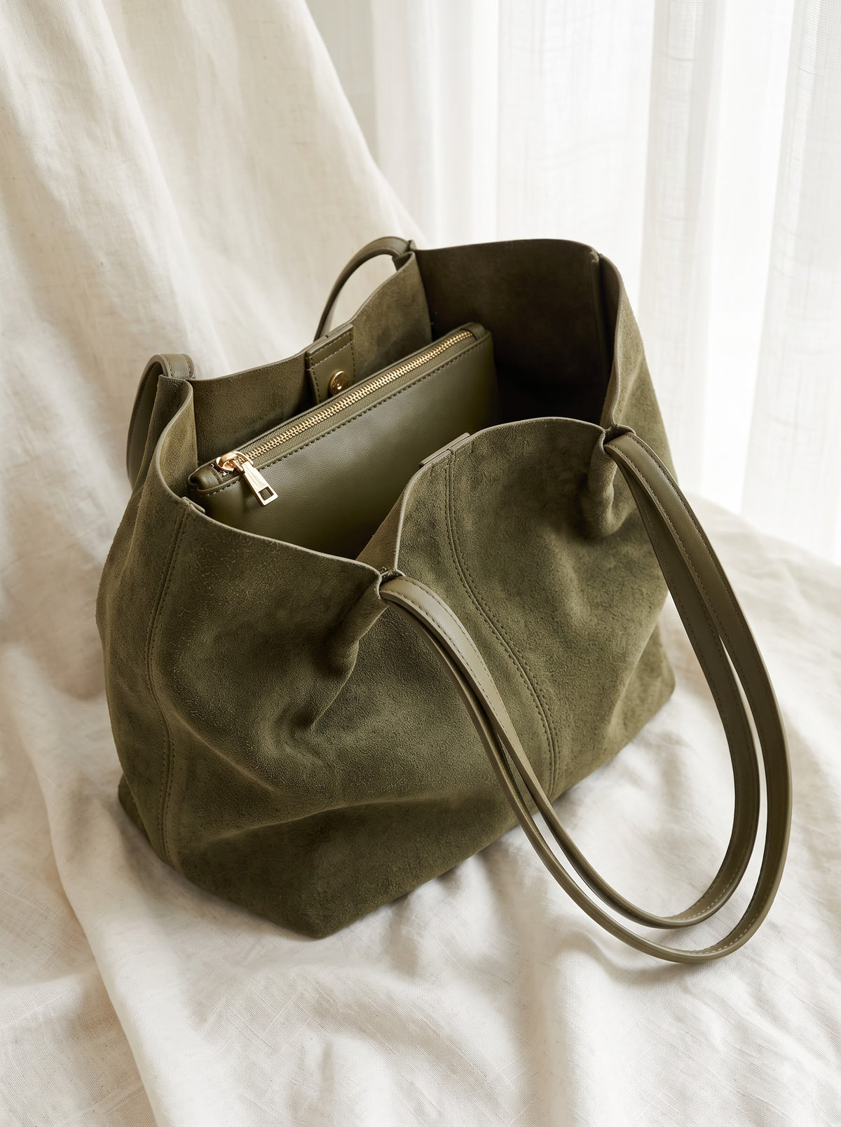 Martini — Olive Suede Tote